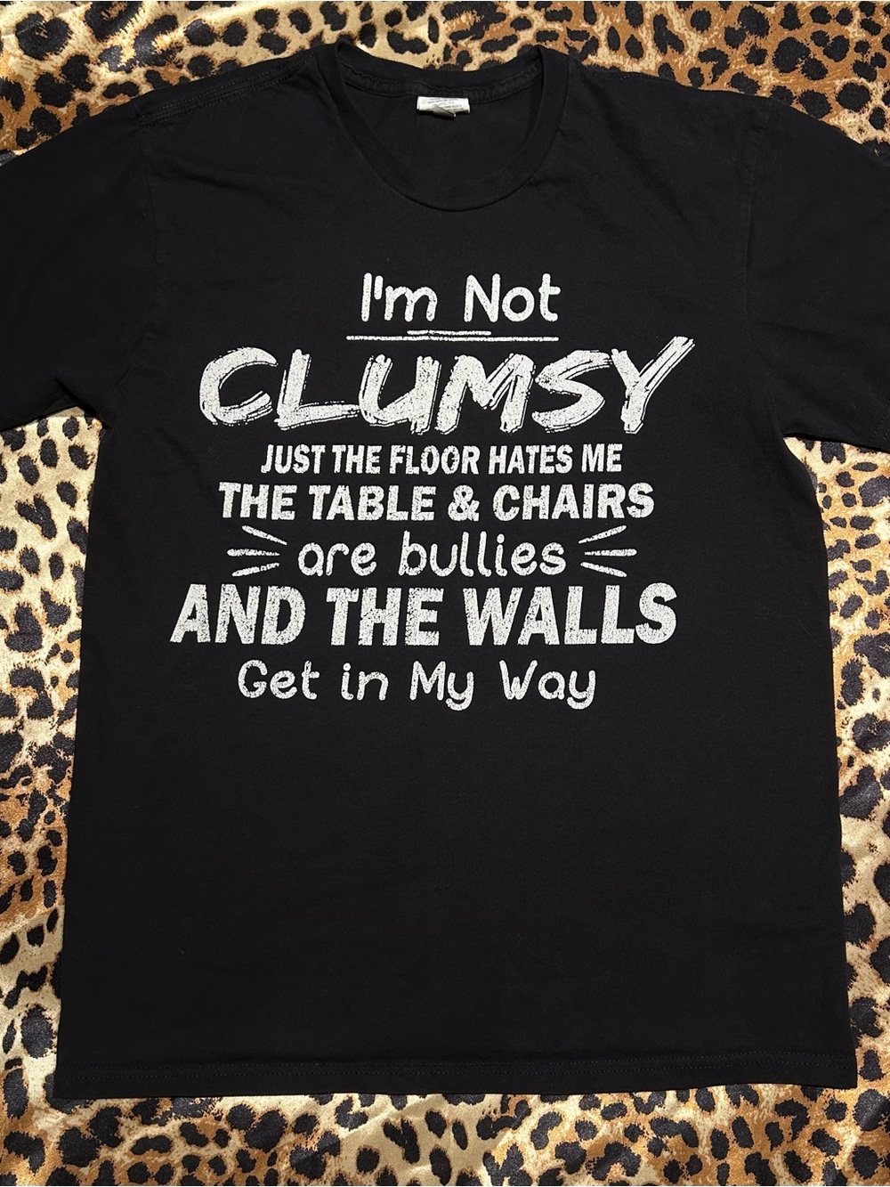 Black I'm Not Clumsy Graphic Fitted T-Shirt